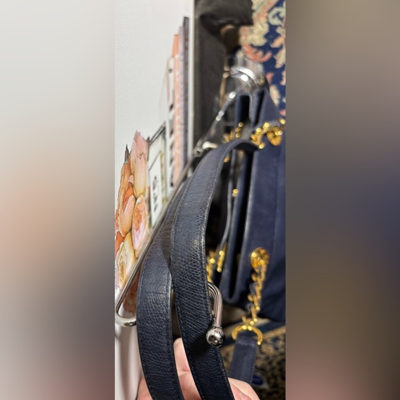 MCM Navy Blue Leather Tote Bag with suede interior - Picture 15 of 15